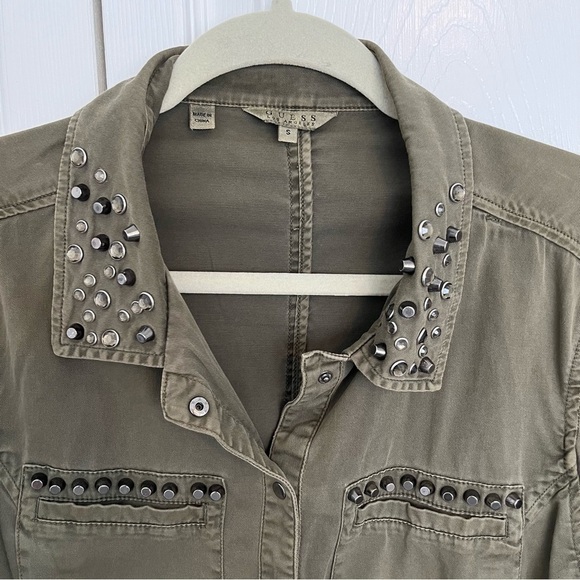 Guess Green Military Twill Jacket Size S - Picture 3 of 7